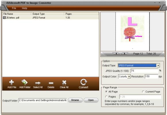 changer les fichiers PDF en Jpg
